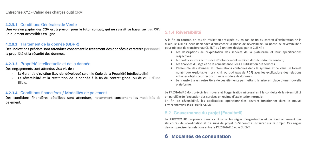cahier des charges crm