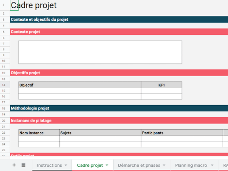cadrer projet template telecharger