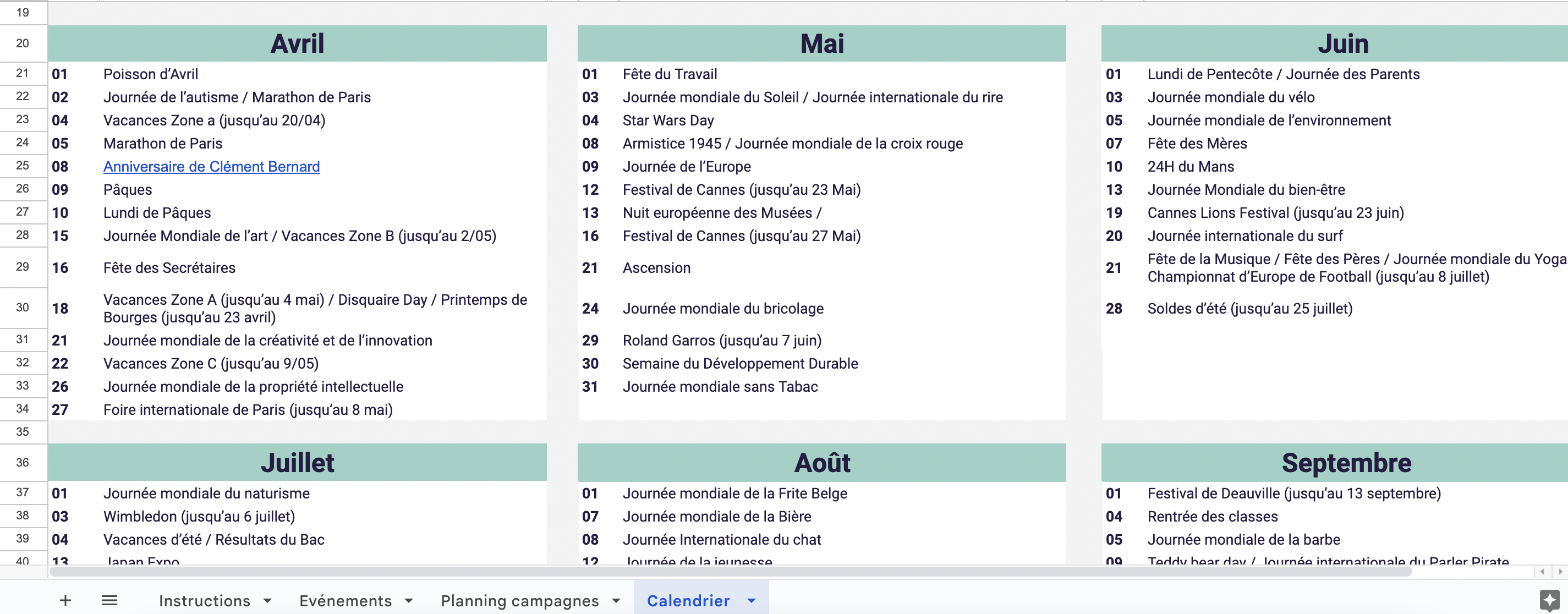 Calendrier publicitaire de banque humour